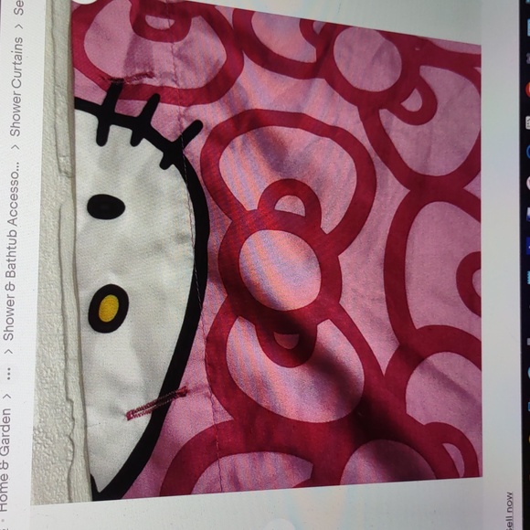 Hello Kitty Pink Shower Curtain 72" x 72" Cotton Fabric Bows Polka Dots Pink AOP - Picture 5 of 11